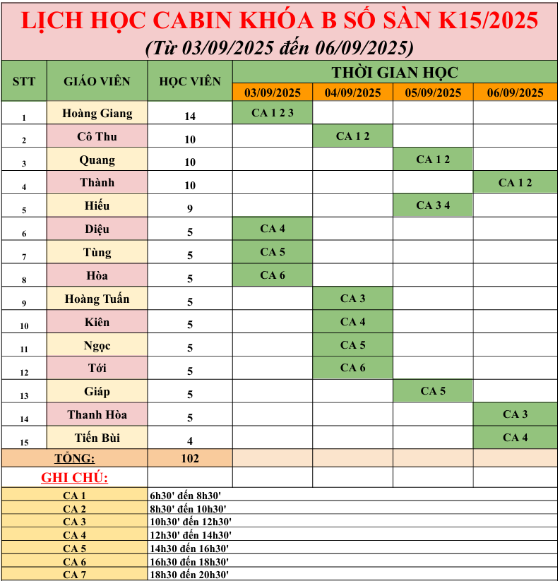 Lich Hoc Ca Bin K15