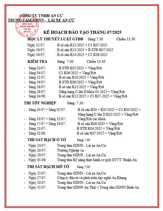 Kế Hoach Thang 7 2025