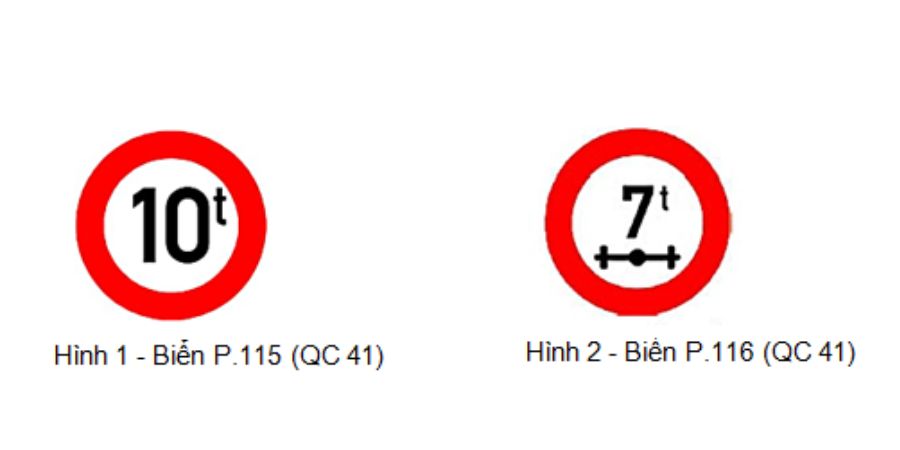 Biển cấm tổng tải trọng (P.115, P.116)