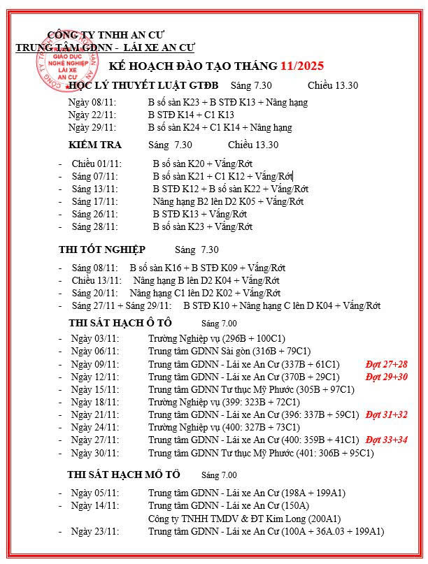 Kế Hoach Thang 11 2025